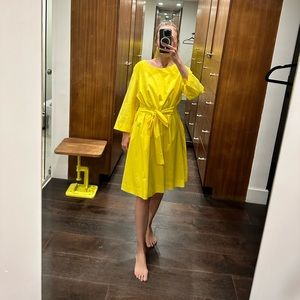 COS Bright Yellow Tie-Waist Dress